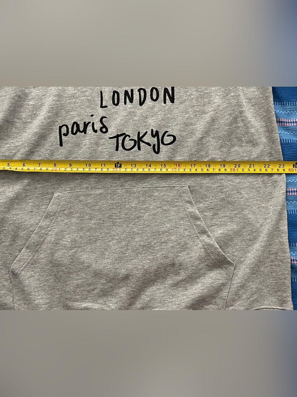 Mighty Fine Heather Gray Pullover Hoodie with City Script-Size 2X - Picture 6 of 7